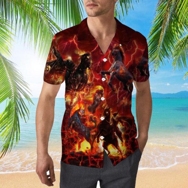 Amazing Horse King In The Fire Hawaiian Shirt Product Photo 2