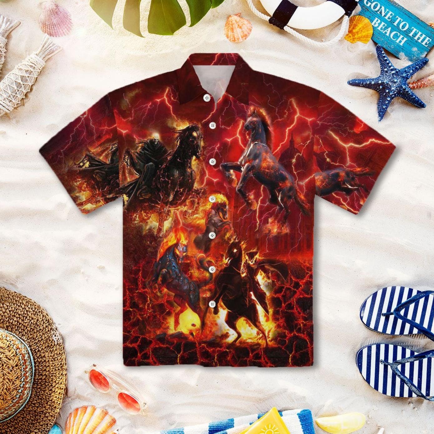 Amazing Horse King In The Fire Hawaiian Shirt Product Photo 1