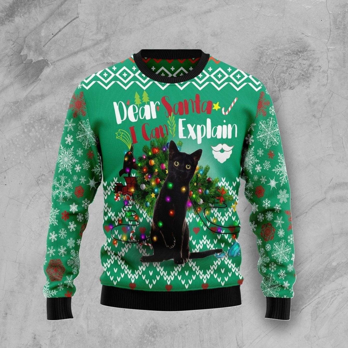 Black Cat I Can Explain Ugly Christmas Sweater Product Photo 1