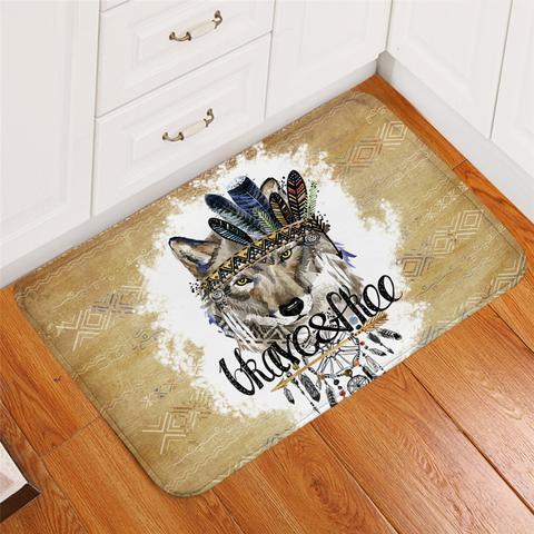 Brave Free Tribal Wolf Easy Clean Welcome Doormat Product Photo 1