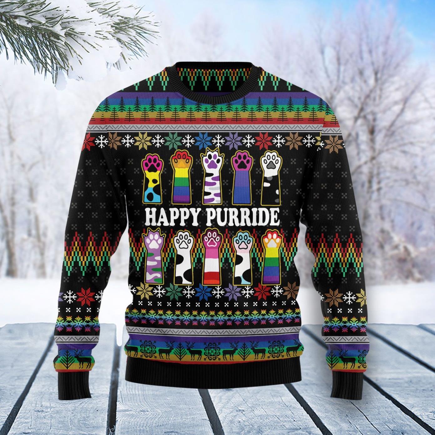 Cat Lgbt Color Ugly Christmas Sweater Product Photo 1