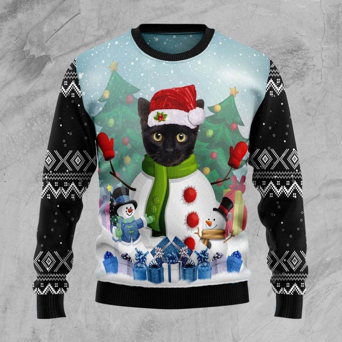 Cat Snowman Ugly Christmas Sweater Product Photo 1