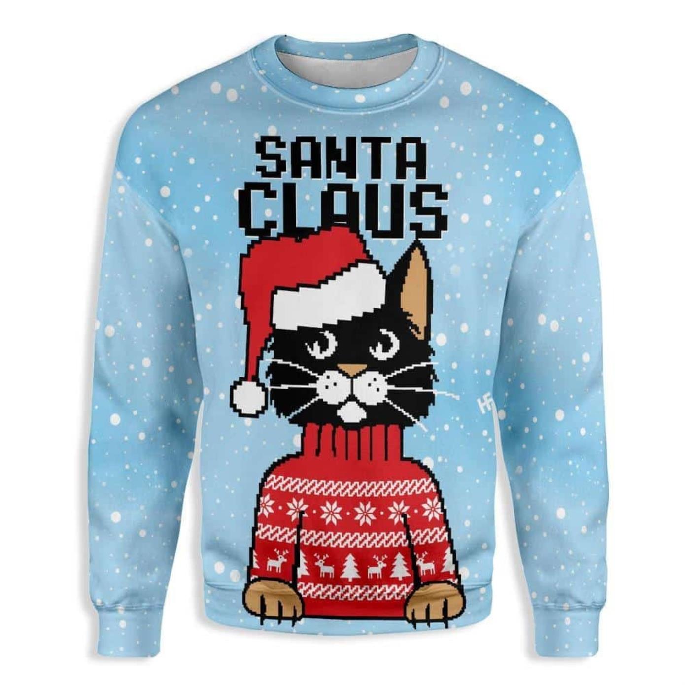 Christmas Santa Claus Cat Ugly Christmas Sweater Product Photo 1