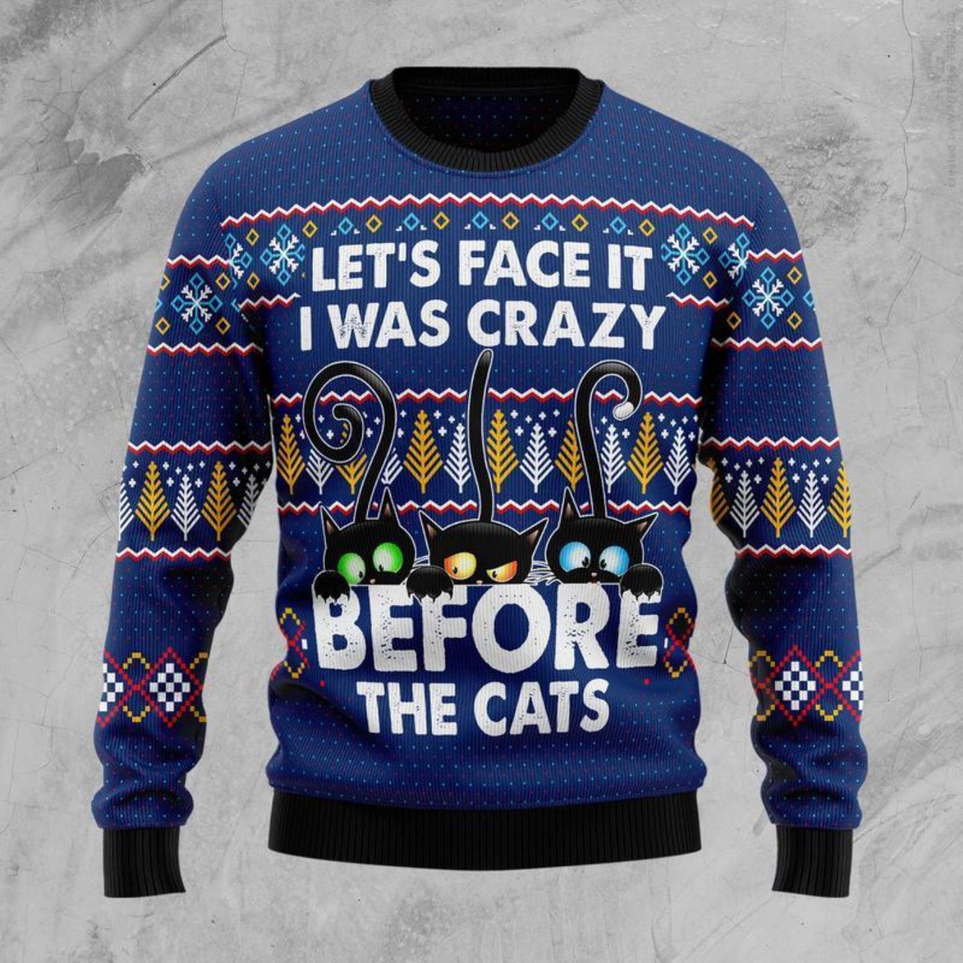 Crazy Cat Ugly Christmas Sweater Product Photo 1