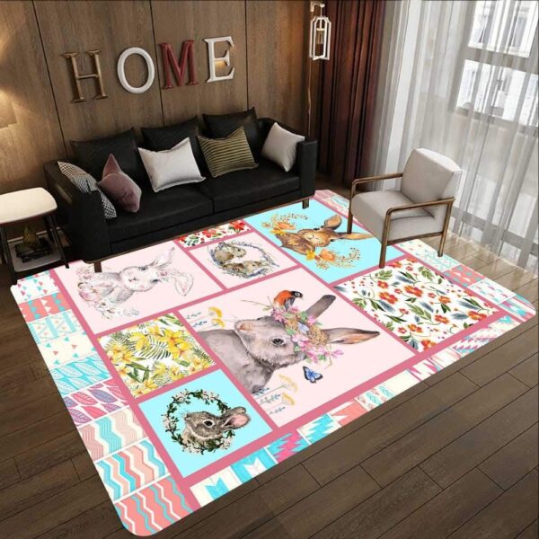 Cute Rabbit Rectangle Rug Home Decor Product Photo 2