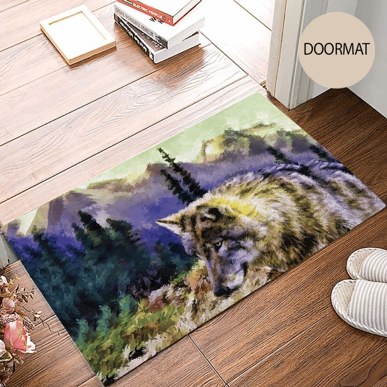 Forest Wolf Paintings Easy Clean Welcome Doormat Product Photo 1