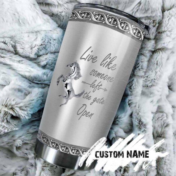 Jewelry Style Horse Lovers Live Like Someone Let The Gate Open Personalized Tumbler Product Photo 2