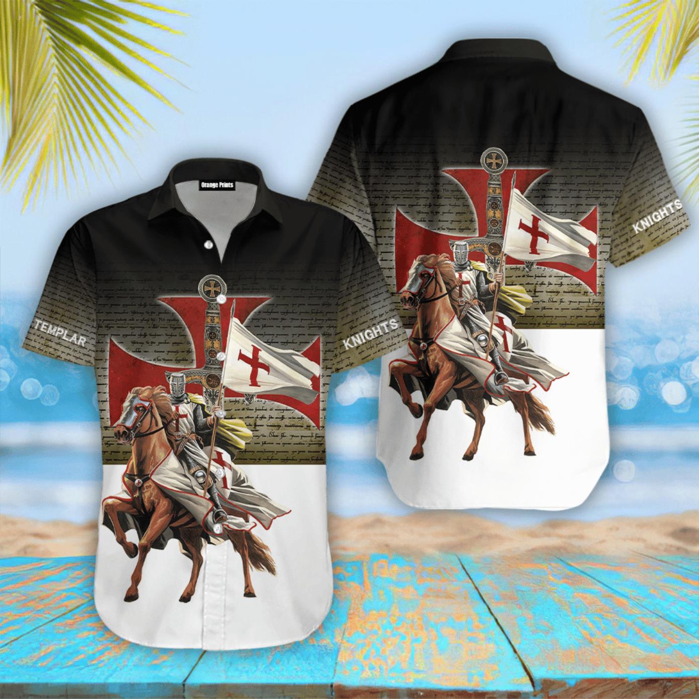 Knights Templar On Horseback Hawaiian Shirt Product Photo 1