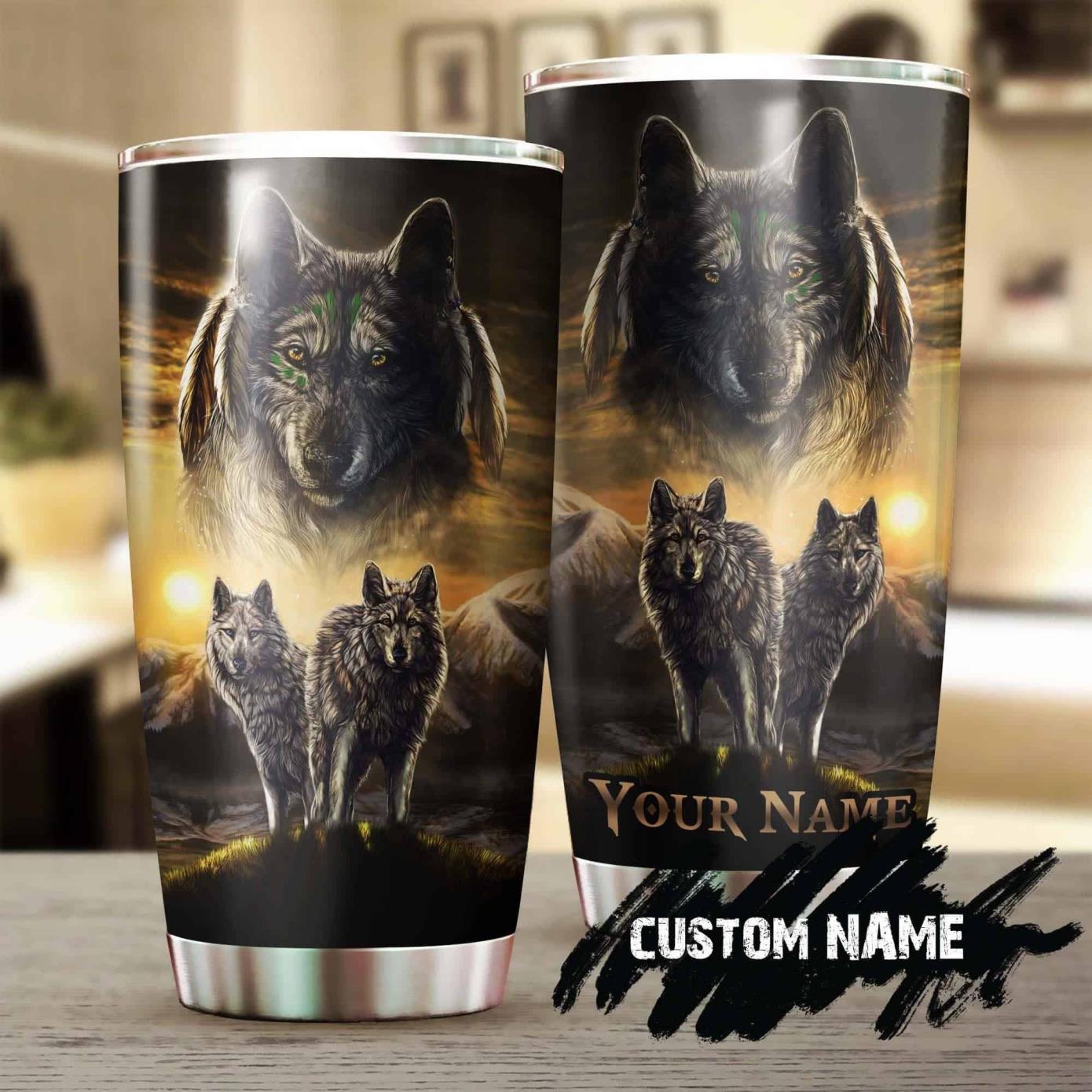 Native American Wild Wolf Personalized Tumbler Product Photo 1