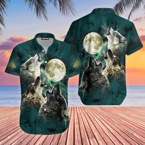 Native American Wolfs Moon Hawaiian Shirt Product Photo 1