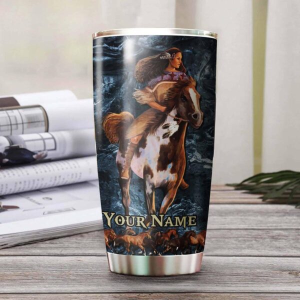 Native American Women Riding Horse Personalized Tumbler Product Photo 2