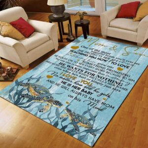 Turtle Mom Son Rectangle Rug Home Decor Product Photo 1