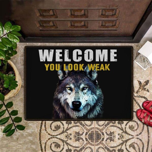 Wolf Welcome You Look Weak Easy Clean Welcome Doormat Product Photo 1